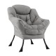 Cozy gray Sherpa upholstered accent chair with ergonomic support and soft head pillow, ideal for living rooms and.